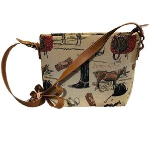 Sainty Equestrian Tapestry Horse Crossbody Bag NWOT
